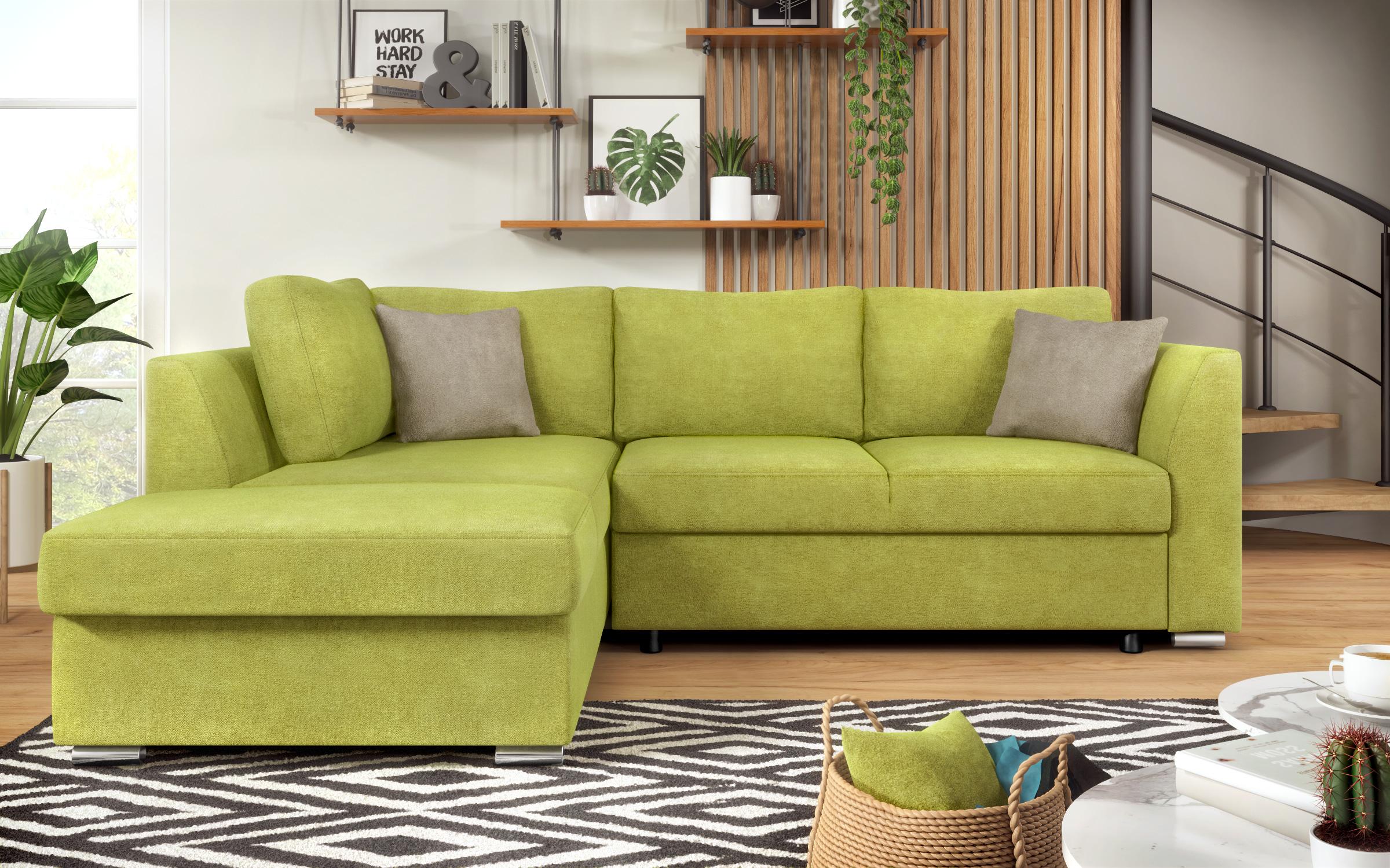 Γωνιακός καναπές – κρεβάτι Toskana S, πράσινο + ανοιχτό καφέ  1